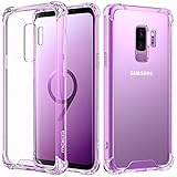 MoKo Samsung Galaxy S9 Plus Case, Crystal Clear Reinforced Corners TPU Bumper + Anti-Scratch Hybrid Rugged Transparent Panel Compatible with Samsung Galaxy S9+ 6.2 Inch 2018 - Clear Purple & Clear
