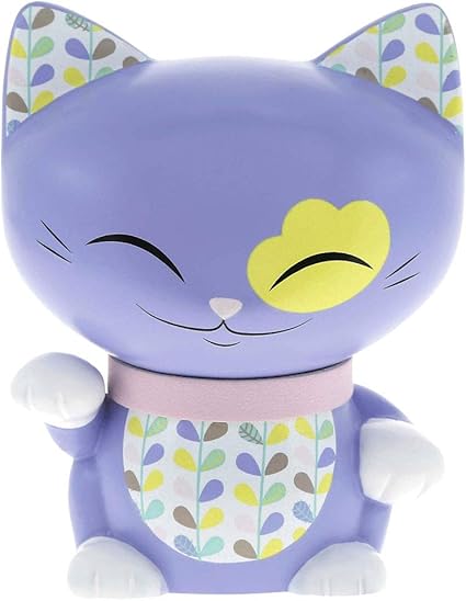 Mani The Lucky Cat Chat Porte Bonheur Petit Modele 7cm Violet Collier Rose Amazon Fr Cuisine Maison