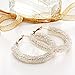 TOKO Hoop Earrings Crystal Round Shiny Big Charm Earring Women - White