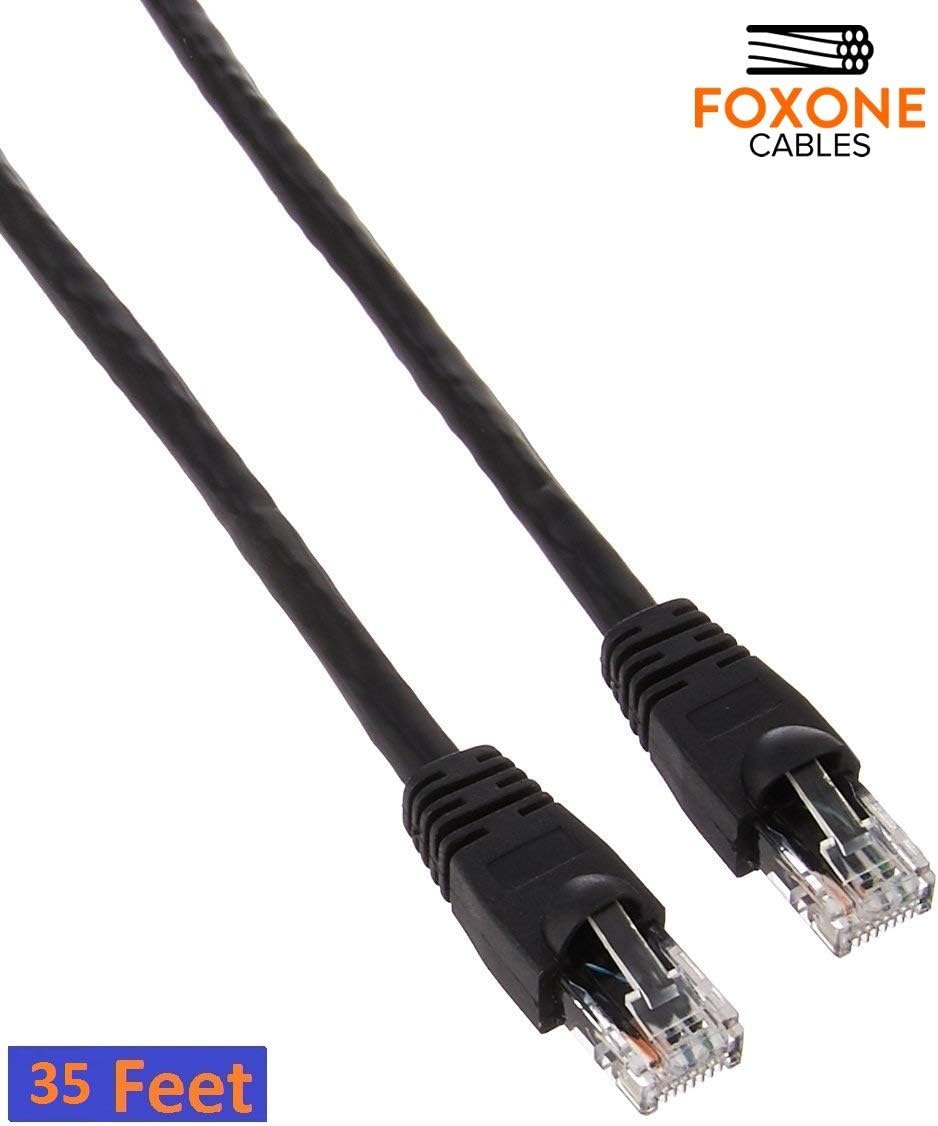 Foxone Snagless Moulds Resist Corrosion Flexible Cat6 Snagless Ethernet Patch Cable - 35' - Black - OCH-FOCH00027-EA-01