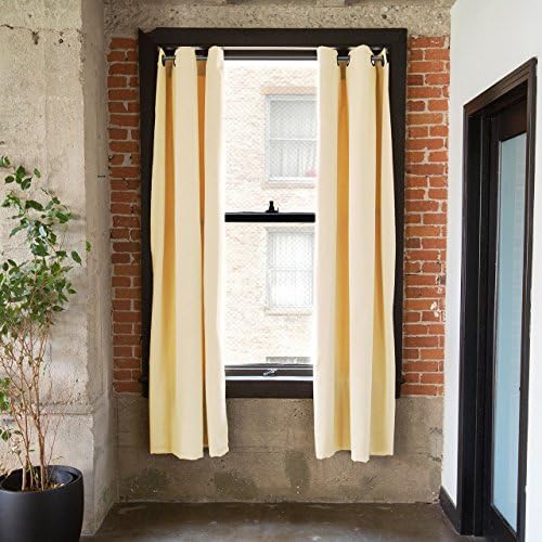 CurtainKitsNow Premium Heavyweight Tension Rod Curtain Kit - Small C, Includes Two Ivory 96" x 50" Wide Panels & One 28" - 50" Tension Rod)