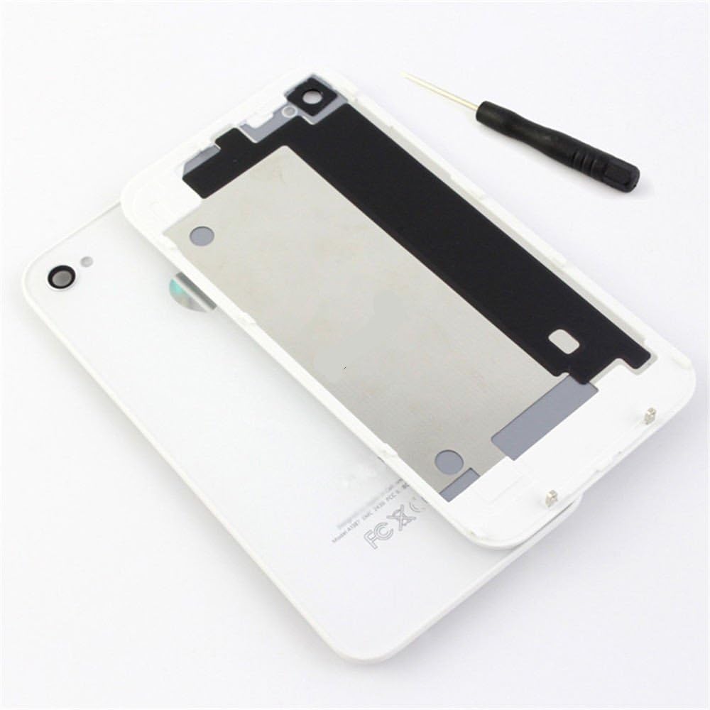 GSHENG New Back Glass Case Housing Cover for Apple iPhone 4S Replacement back battery cover, with Free screwdriver included (WHITE)