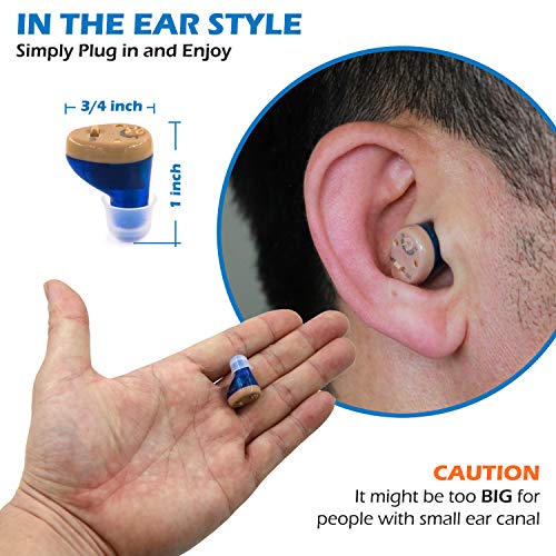 R&L Rechargeable Hearing Amplifier C100 to Aid and Assist Hearing for Adults and Seniors, Rechargable Digital Device with 2 Days of Use Per Charge, Fit Either Ears
