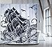 LIVILAN Nautical Shower Curtain Set with 12 Hooks Kraken Bathroom Curtains Fabric Decorative Bath Curtain Waterproof Shower Curtain Liner, 72 x72 Iinches