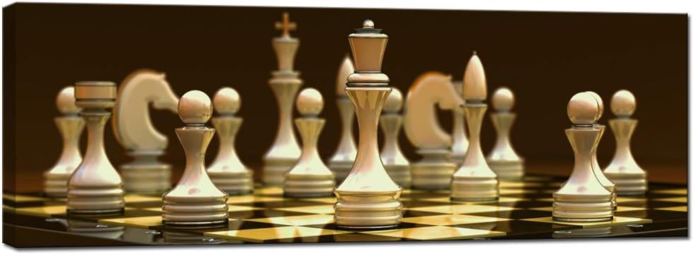 Nachic Wall- Large Canvas Print Wall Art Vintage Chess Board Picture Painting on Canvas Chess Game Poster Stretched Canvas Gallery Wrap for Office Living Room Wall Decor