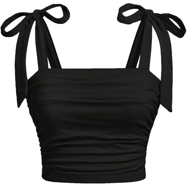 OYOANGLE Women's 2-Pack Sweetheart Neck Tank Tops - Ruched Bust, Bow Detail, Fitted Crop Tops