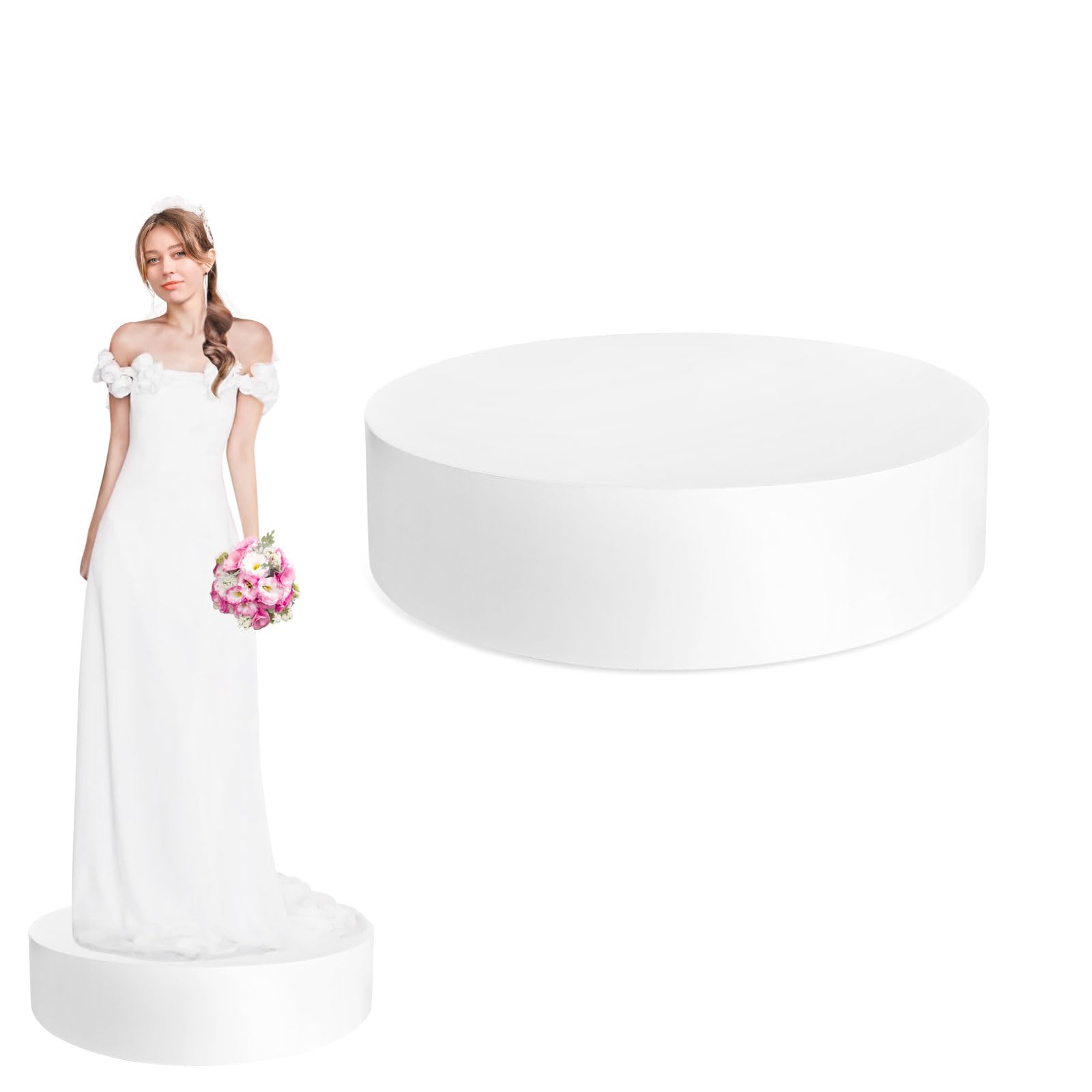 Photo 1 of 23.6x6in Round Bridal Risers, Mannequin Display Pedestal Stands, Platform for Bridal Shop, Plinth Risers for Sculptures, Display Base for Jewelry & Retail Shop Decor