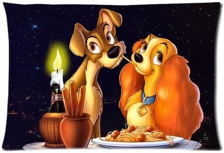 Accurate Store 1955 American animated romance film Lady and the Tramp Pillow case Covers Standard Size 20"x30"