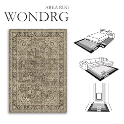 WondRg 9x12 Washable Brown Vintage Area Rug for