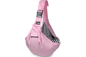 NATUYA Small Dog Carrier Sling Cat Sling,Adjustable Strap Hand Free Pet Puppy for Outdoor Traveling Subway (Pink, Snap)