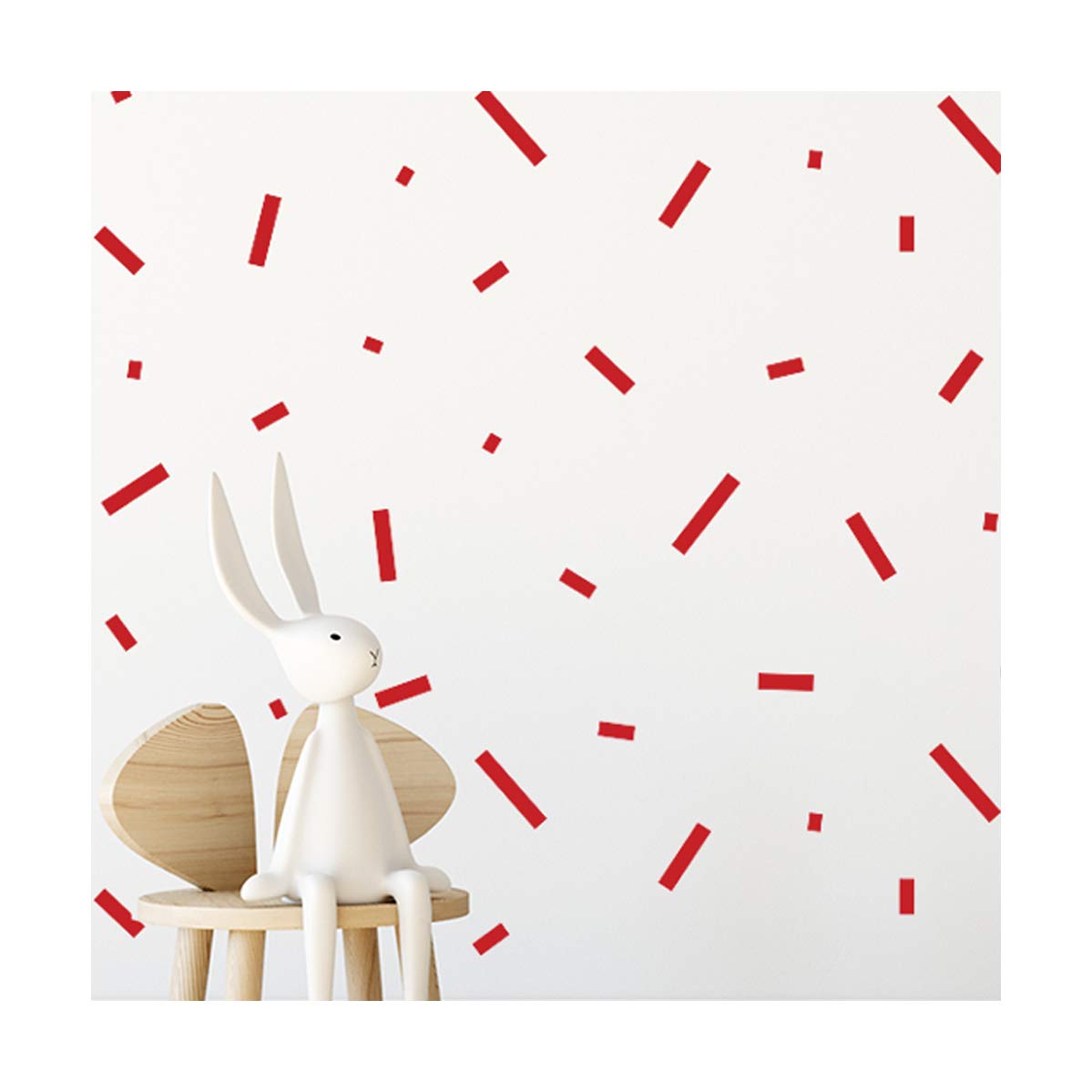 StickerDeen | Rectangle Confetti Shape Decoration Removable Wall Art Vinyl Decal Stickers | (Pack of 316) (Red)