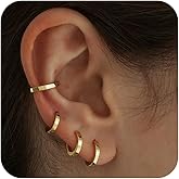 Amicon 4 Pairs Small Hoop Earrings for Women, Dainty 14K Gold plated Hoop Huggie Earrings for Women/Men, Tiny Huggie Hoop Earrings Set, Hypoallergenic Earrings