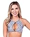 Women's Holographic Silver Black Rave Keyhole Top One Size