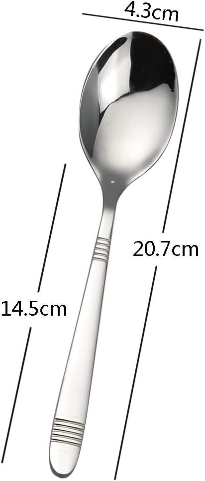 Bblina Dinner Spoons Set, 12 Pieces Table Spoons, Stainless Steel Soup Spoon, Silver - Image 5