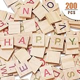 Scrabble Tiles - Wood Letter Tiles/ Wooden Scrabble Tiles A-Z Capital Letters for Crafts, 200PCS