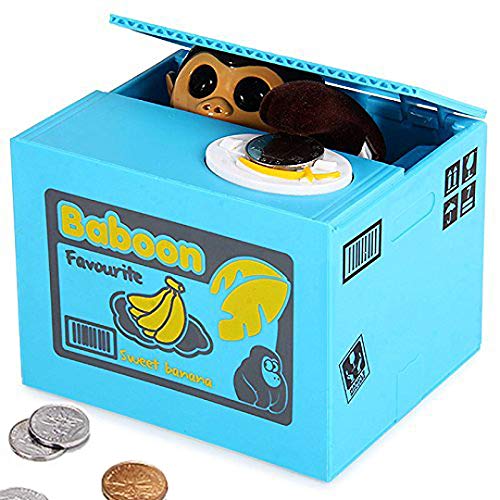 Happy Sales MCFSB-MNKY, Adorable Cute Mischief Saving Box Hiding Cute Monkey Baboon Coin Bank Stealing Money Bank Piggy Bank