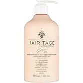 Hairitage Deep Moisture & Restore Deep Conditioner with Safflower Oil for Dry, Thick Hair - Hydrating - for Coily + Curly + Wavy Hair Types - Vegan for Women + Men, 13 fl. oz.
