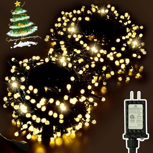 ULG Upgraded 2-Pack 152FT 400 LED Christmas String Lights, Extendable Waterproof Fairy Lights with Memory Function, 8 Modes, Bubble Bulbs, Warm White, Adapter Included for Indoor/Outdoor Decor