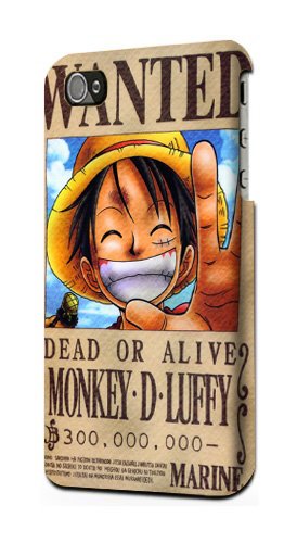 One Piece Luffy Wanted Poster Snap on Plastic Case Cover Compatible with Apple iPhone 4 and 4s