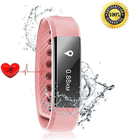 Realdios Fitness Tracker HR Smart Watch with Heart Rate Monitor Touch Screen Bracelet Waterproof Sweatproof Sleep Tracker Step Distance Calorie Counter Pedometer Wristband for Android and iOS (Pink)