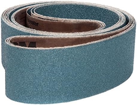 VSM 80404 Abrasive Belt, Coarse Grade, Cloth Backing, Zirconia, 36 Grit, 4" Width, 54" Length, Blue (Pack of 10)