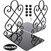 Anwenk Vintage Bookends with Felt Pads 2.2LB Heavy Duty Bookend Holder Long Base, Luxury Art Book Stand Retro Antique Style,Non-Skid Felt Pads to Protect Bookshelf Bookcase-Black,1 Pair primary