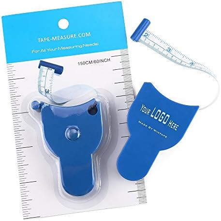 Automatic Sports Body Tape Measure Locking Pin and Push-button Retraction, Blue Color