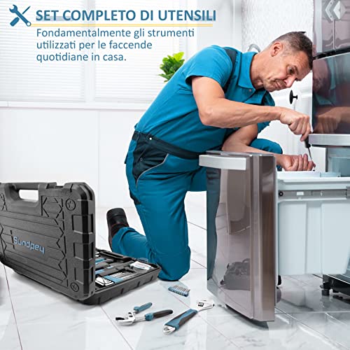 Complete Tool Box 148-Piece Tool Set Work – DIY Mechanics Tools – Sundpey Portable Tool Case with Ratchet Screwdrivers Pliers Daily Repair Home Office
