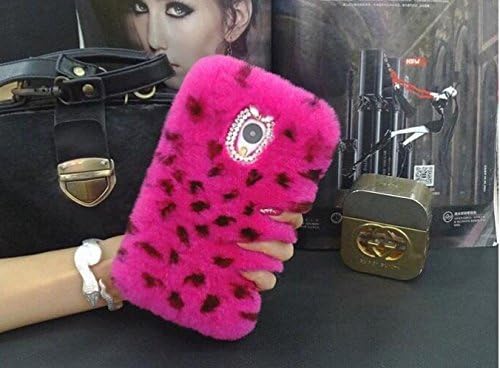 Samsung Galaxy Note 3 Rabbit Fur Hair Case Soft Fluffy Fur Plush Diamond Genuine Rex Rabbit Luxury Bling Warm Handmade Design Shell Sleeve For Samsung Note 3 Case Cover - Rose_Leapord