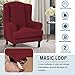 2 Piece Sofa Cover High Stretch Jacquard Fabric Furniture Slipcover Stay in Place Soft Spandex Form Fit Wing Back Armchair Slipcovers, Skid Resistance Machine Washable (Wing Chair, Burgundy Red)