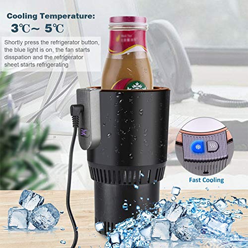 AZFUNN 2-in-1 Smart Car Cup Warmer & Cooler, 12V3A Electric Coffee Warmer Beverage Cooling & Heating Mug with Display Temperature for Road Trip - Thumbnail 2