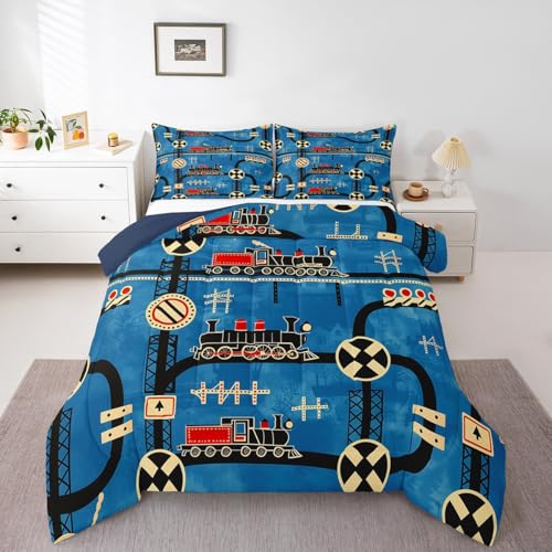 Erosebridal Cartoon Train Comforter Set Full Size 3 Piece Bedding Set at Amazon