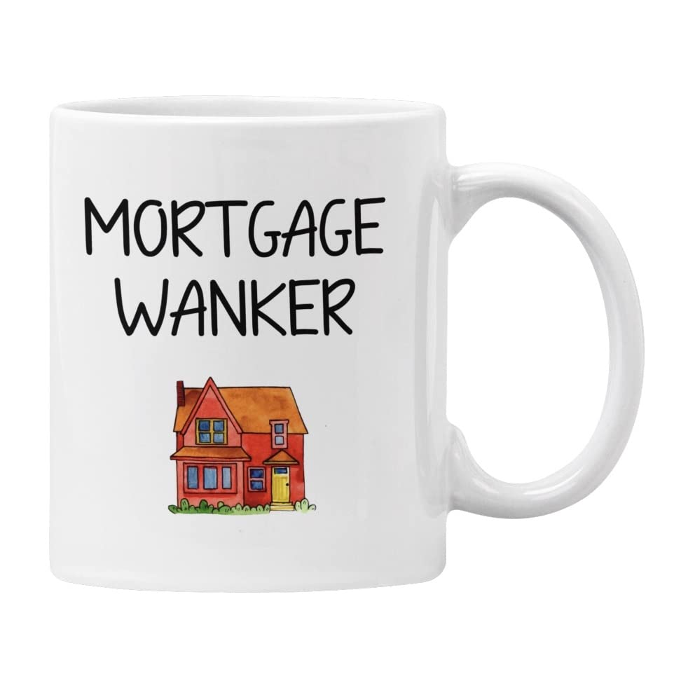 Plumfoolery New Home Gift Mug Mortgage Wanker Funny Gift Friend (White, Mortgage Wanker)