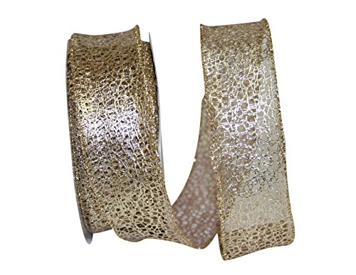 Reliant Ribbon 92717W-075-09H Web Mesh Metallic Wired Edge Ribbon, 1-1/2 Inch X…