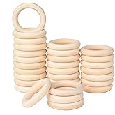 30 Pcs Wooden Rings for Craft, 55mm 2.2inch, Natural Wood Rings for Macrame Pendant Connectors,Jewelry Making, Decor DIY Craft