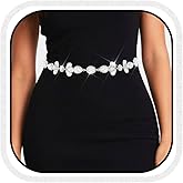 COSYDAYS Silver Rhinestone Belt Sparkly Waist Chain Fashion Crystal Dress Belts for Women