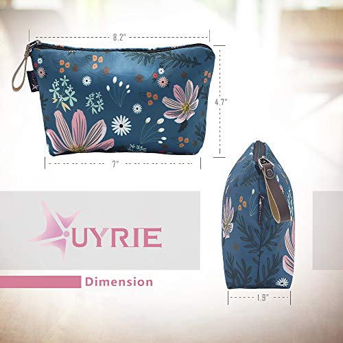 Cosmetic Bag, UYRIE Makeup pouch Travel Makeup Bags Waterproof Toiletry Bag (Two pieces Blue Flower&Pink Flower) 3 Cosmetic Bag, UYRIE Makeup pouch Travel Makeup Bags Waterproof Toiletry Bag (Two pieces Blue Flower&Pink Flower)