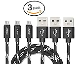 Agoz 3Pack Braided Micro USB Cable,Fast Charging Charger Cord for Samsung Galaxy S7, Note 5, S6, Galaxy J7 / Sky PRO/Prime, J7V, J7 Crown, J3 Emerge/Eclipse,J3V, LG K20 V Plus, Stylo 3/2, K8V (6ft)