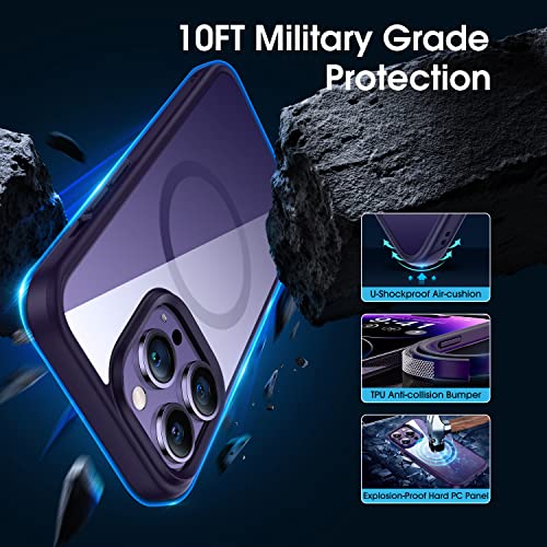 CASEKOO for iPhone 14 Pro Max Case with MagSafe Kickstand Transparent Back Compatible