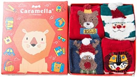AMPretty Kids Socks For Toddler Baby Boys Girls 4Sizes Pack Child Christmas Socks Gift Bag For Boys Girls 3-5years 6.3"-7"