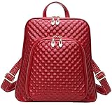 Coolcy New Fashion Women's Genuine Leather Backpack Casual Shoulder Bag (Red)