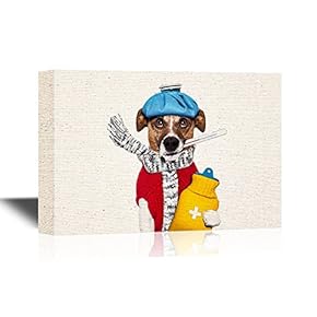 Vet Canvas Wall Art - A Sick Dog Funny Pet Theme Concept - Gallery Wrap Modern Home Art | Ready to Hang - 12x18 inches