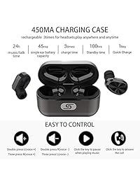 SZSAGO TWS Auriculares Bluetooth W5S 5.0 V para iPhone Samsung y todos los Smartphones Cascos de cancelación de ruido real con Smart y Compact Funda de carga