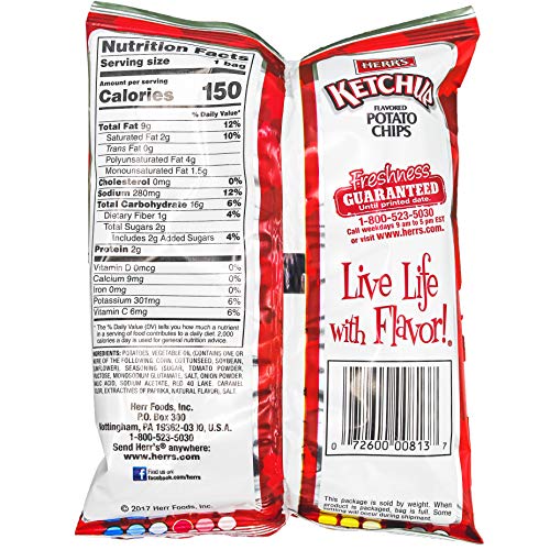 Herr S Ketchup Flavor Potato Chips 1oz Bag Pack Of 12 Total Of 12 Oz Pricepulse
