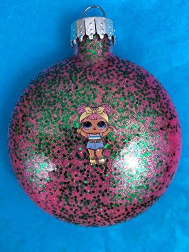 LOL Surprise Dolls, DAWN, Green And Pink Shimmering Glass Christmas Ornament