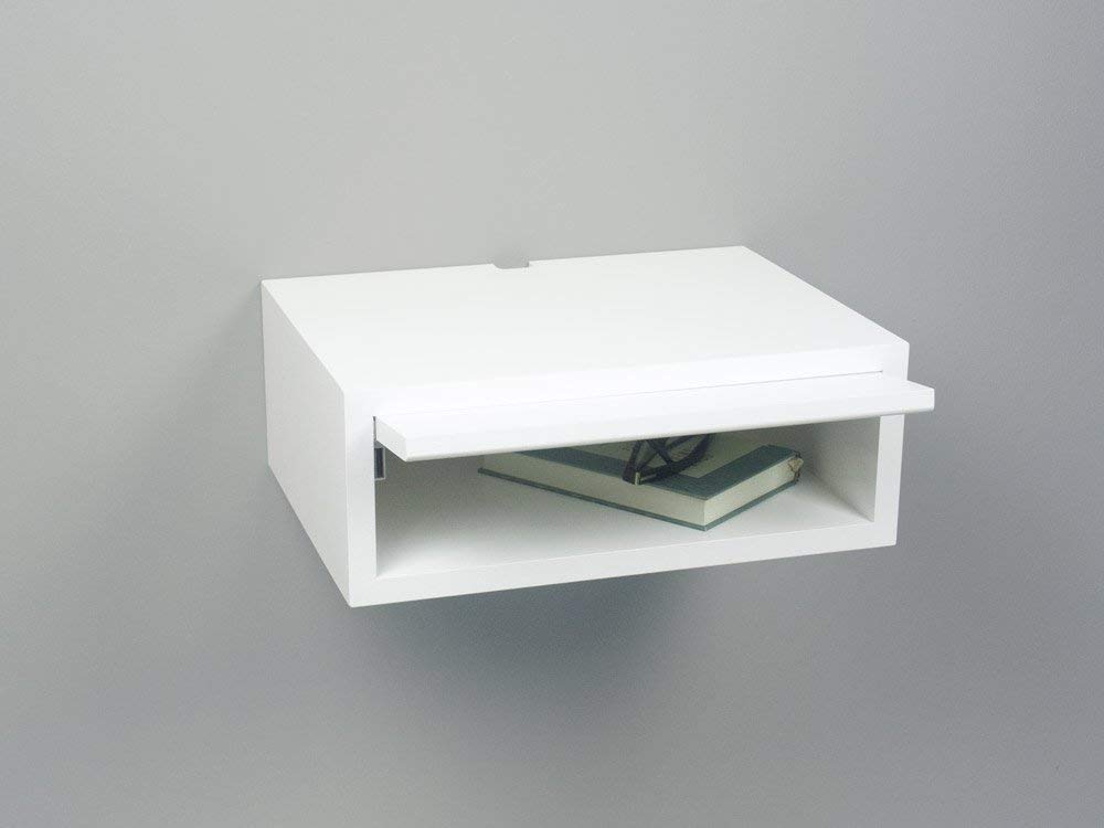 Amazon Com White Contemporary Floating Nightstand Wall Mount Nightstand Side Table Bedside Table Handmade