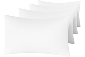 MINIPANDA White Pillow Cases Standard Size Set of 4 - Super Soft, Smooth and Breathable Standard Pillow Cases- Envelope Design - Machine Washable Lightweight (20X26 Inches (4 Piece))