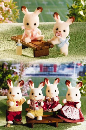 Calico Critters Hopscotch Rabbit Family and Baby Twins 6 Figures