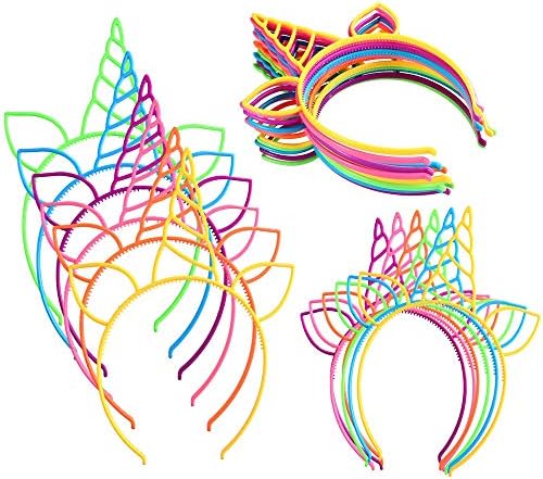CShopping 20 Pieces Plastic Unicorn Headband Unicorn Horn Headband Party Hairbands Cosplay Decoration Supplies for Girls Boys Teens Toddlers Children, Various Color
