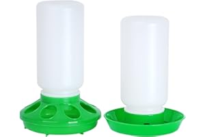NAOEDEAH Chicken Feeder and Waterer Set no Waste Chick Feeder and Waterer Kit 1L Chicken Water Feeder Poultry Waterer Baby Chick Starter Kit (Green)